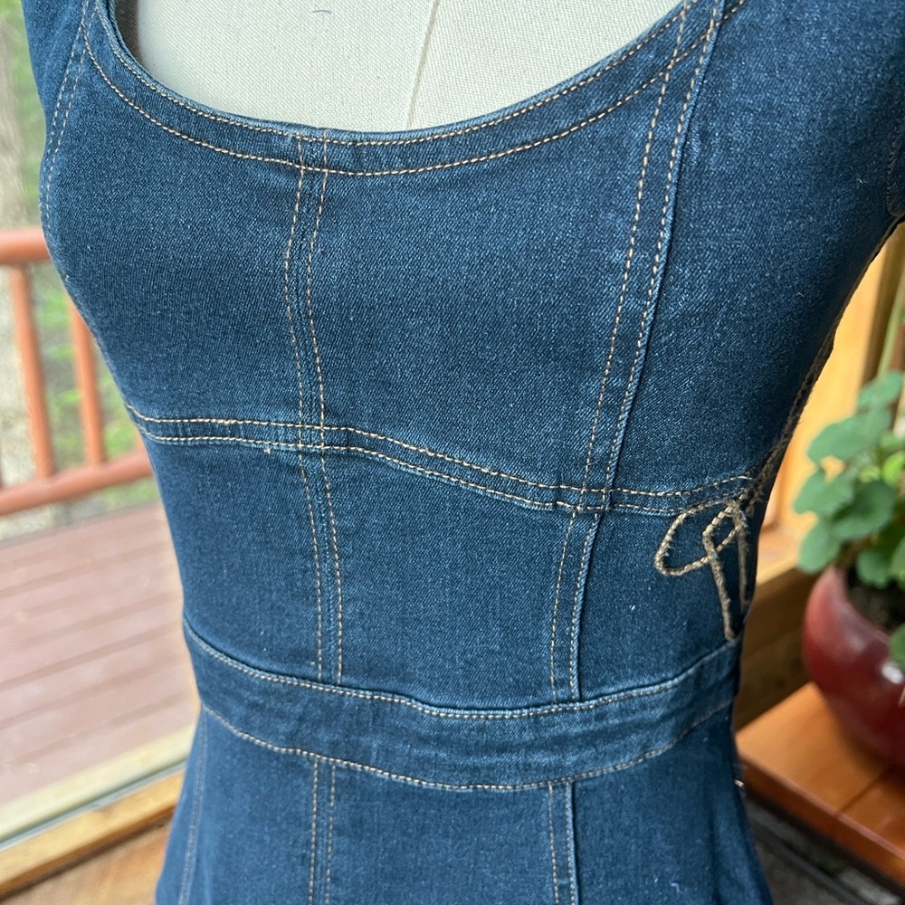 Anthropologie Blue Denim Sleeveless Dress - Picture 4 of 9